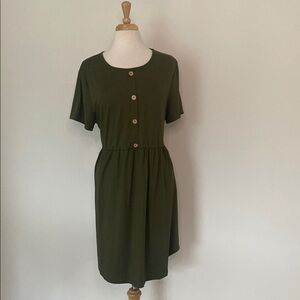 SHEIN Olive Green Faux Button-Front Dress 4X